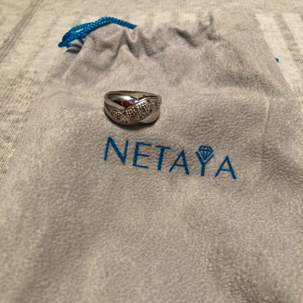Silver ring with diamonds